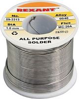 Припой с канифолью Rexant 250 гр.d=1.0 мм (Sn60 Pb40 Flux 2.2 проц.)   картинка